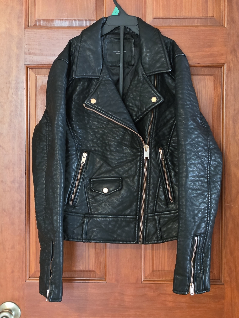 Marc New York Andrew Marc Women’s Black Biker Moto Jacket, Zip, Pockets, M